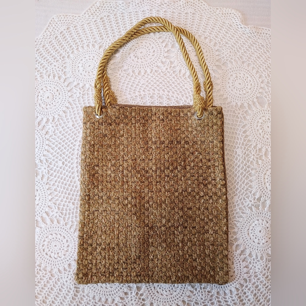 Vintage 70s Handmade Tweed/Velvet Tote Bag